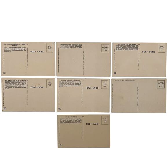 Set of 7 Postcards 1940's San Francisco, California Vintage Bridges UNUSED - Picture 2 of 9